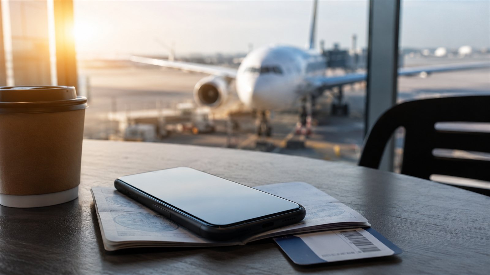 Havalimanında pasaport ve biniş kartı üzerinde duran yurt dışından getirilen akıllı telefon