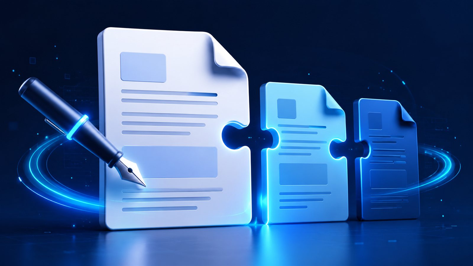 PDF düzenleme programı temalı, kalem ucu ve birleşen sayfalarla belge illüstrasyonu