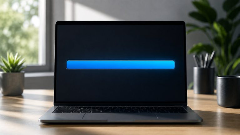 Disk 100 kullanimda: laptop ekraninda sonuna kadar dolu mavi cubuk