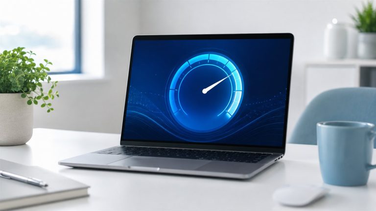 İnternet hız testi yapılan dizüstü bilgisayar ekranı