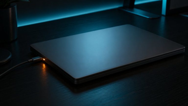 Laptop şarj olmuyor sorununu gösteren şarja takılı dizüstü bilgisayar
