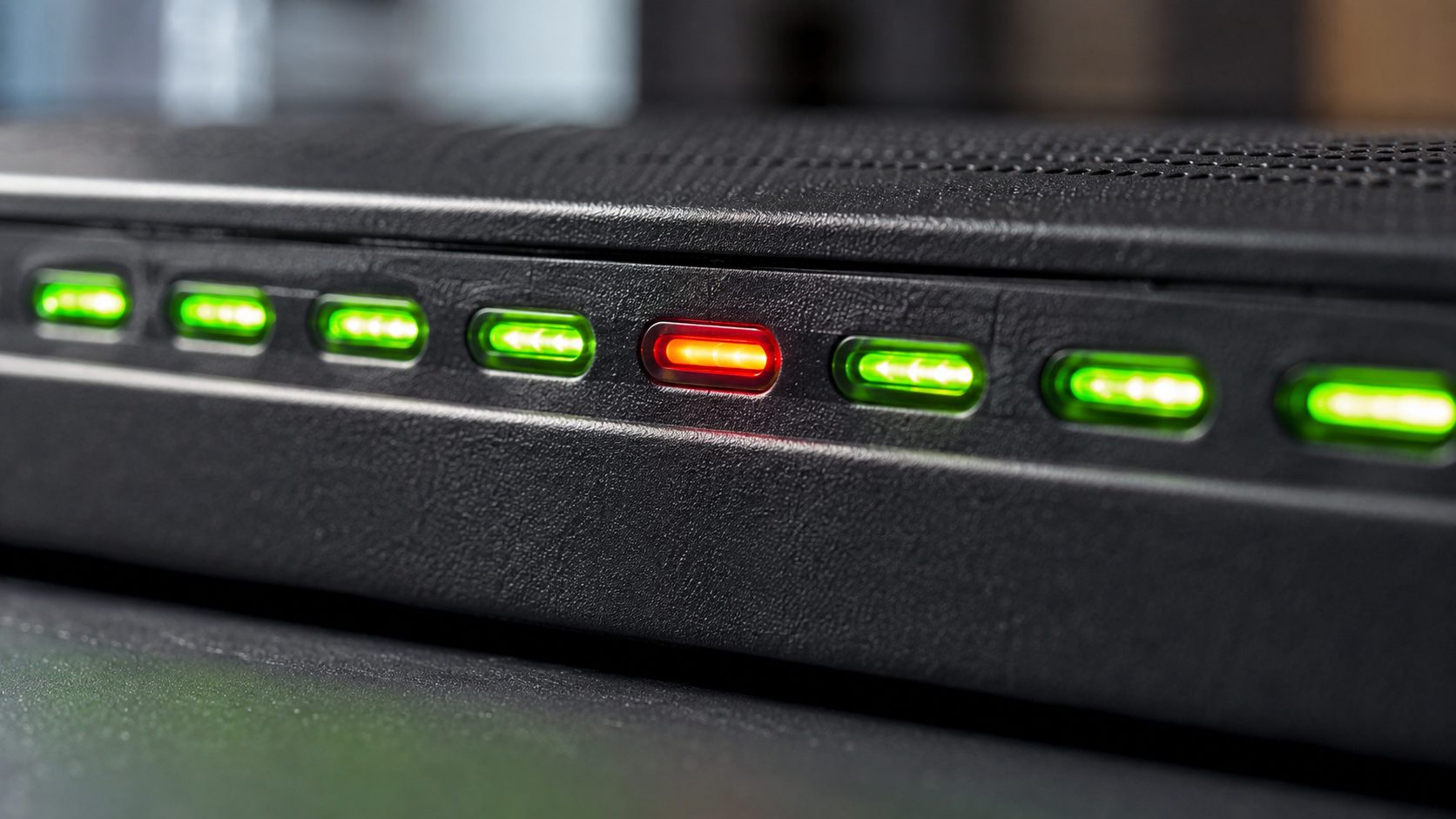 Modemin ön yüzünde kırmızı yanan internet ışığı