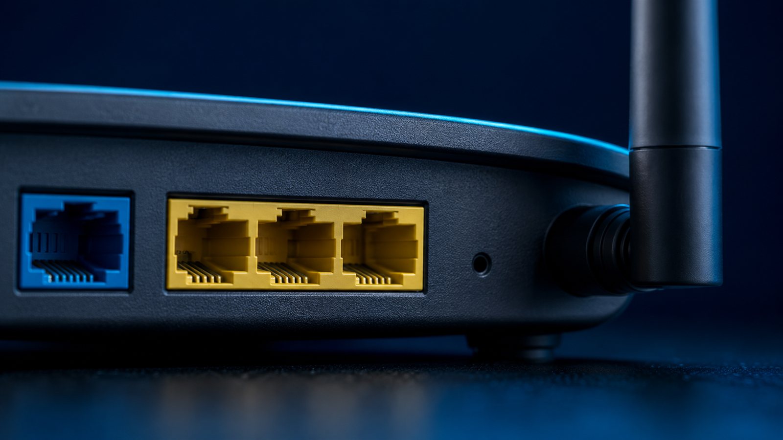 Modem resetleme düğmesinin bulunduğu arka panel yakın çekim