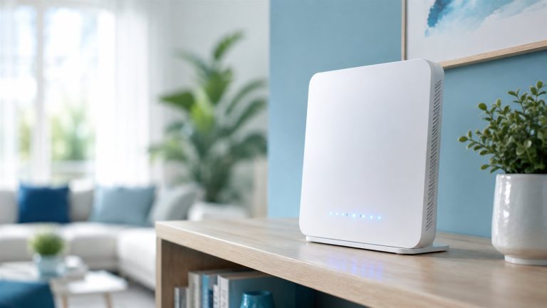 Modem resetleme öncesi rafta duran beyaz modem