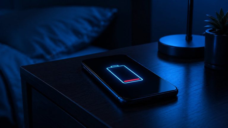 Telefon şarjı hızlı bitiyor uyarısını gösteren düşük pilli akıllı telefon