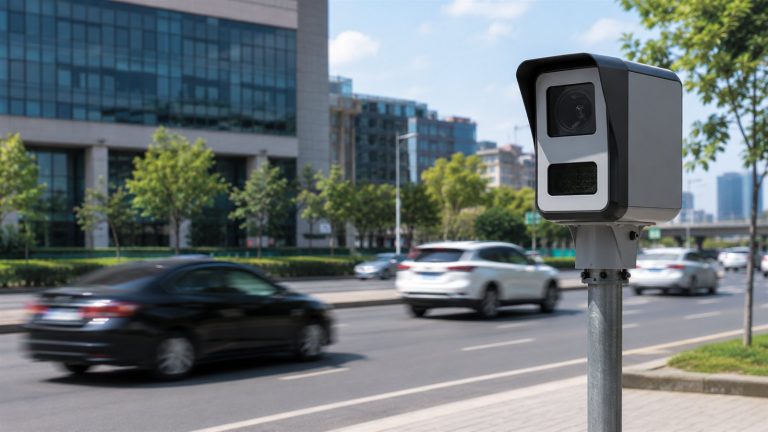 Trafik cezası sorgulama konusu için yol kenarındaki hız denetim kamerası