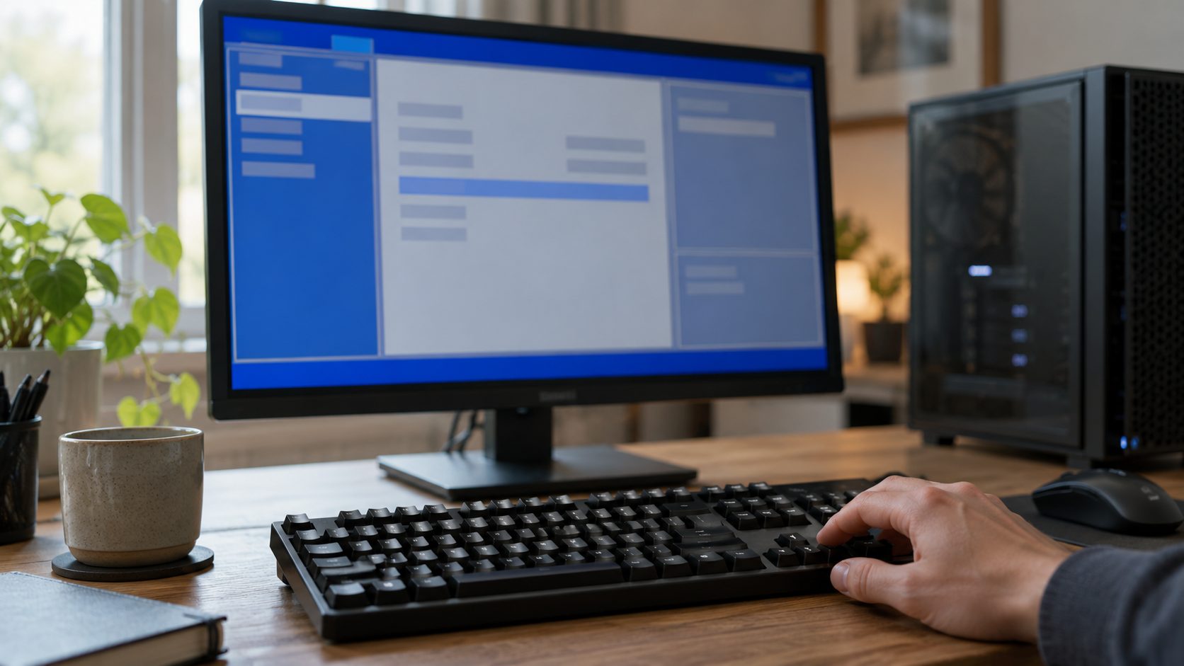 Firmware setup screen used to switch on hardware virtualization, the first check for a virtual machine not starting